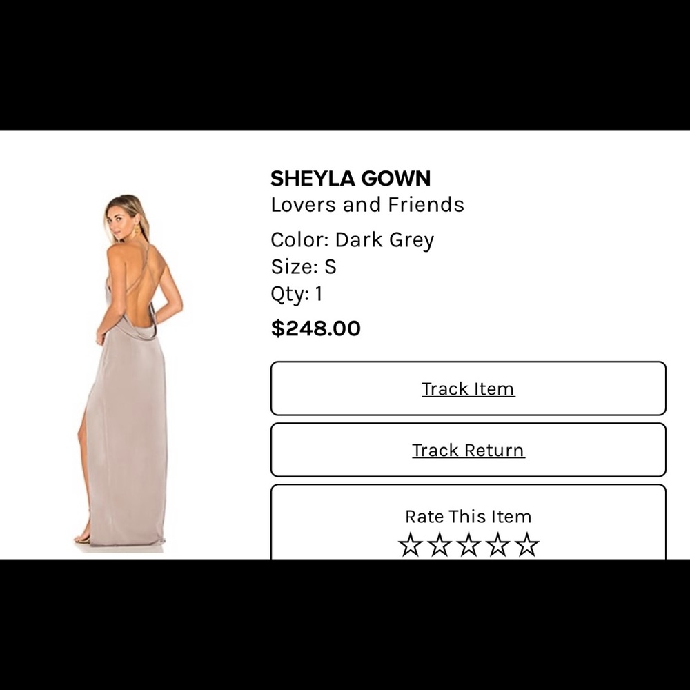 Absolutely stunning dress, beautiful grey, high slit, low back, sexy as hell.